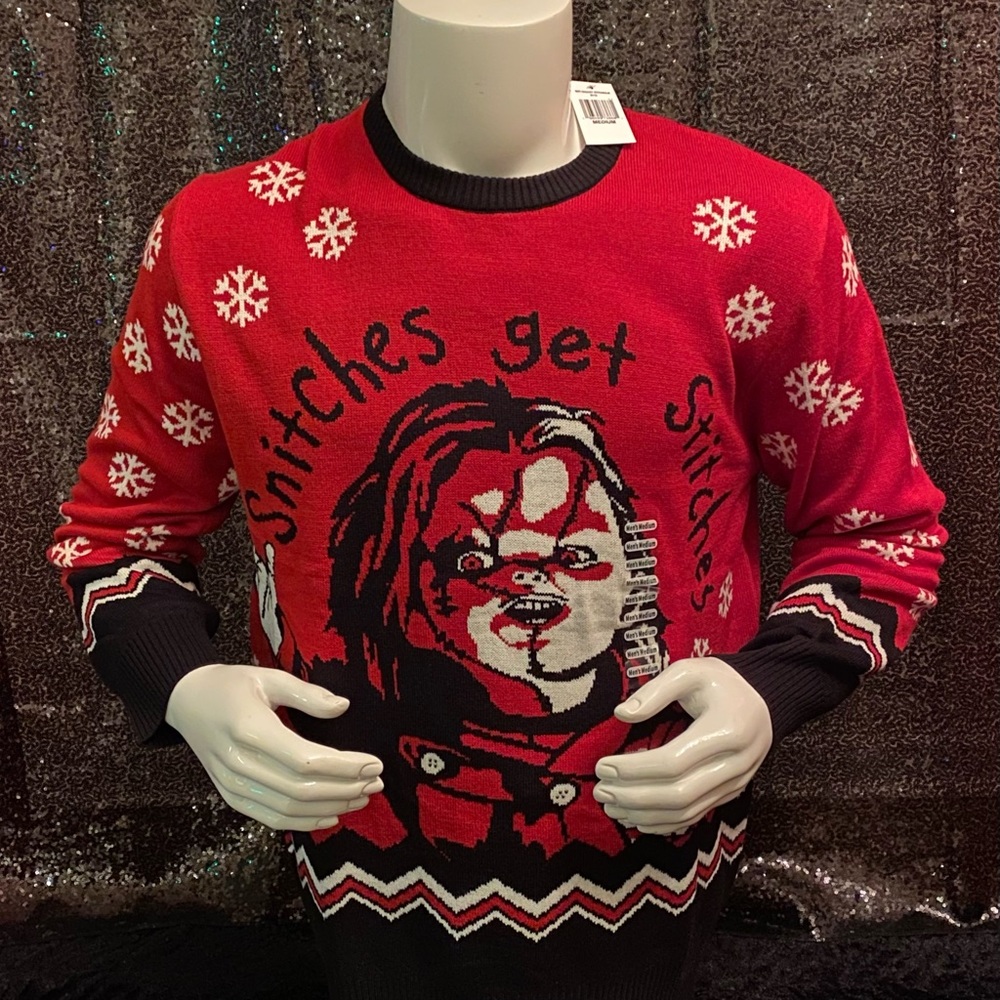 Chucky Horror Halloween Holiday Sweater NEW